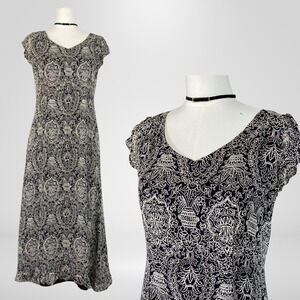 Dana Buchman Womens 100% Silk Y2K Whimsigoth Midi Dress Size 8 Petite‎ Grunge